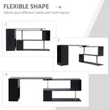 HOMCOM 55" L-Shaped Desk 360° Rotating Corner Computer Desk for Home Office